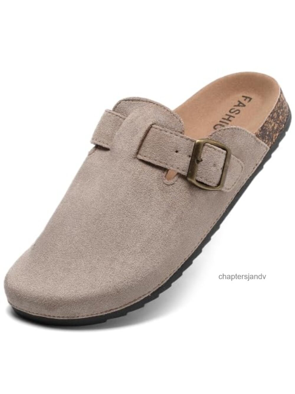 Suede Clogs Women Men Cork Footbed Leather Mules Closed Toe Buckle